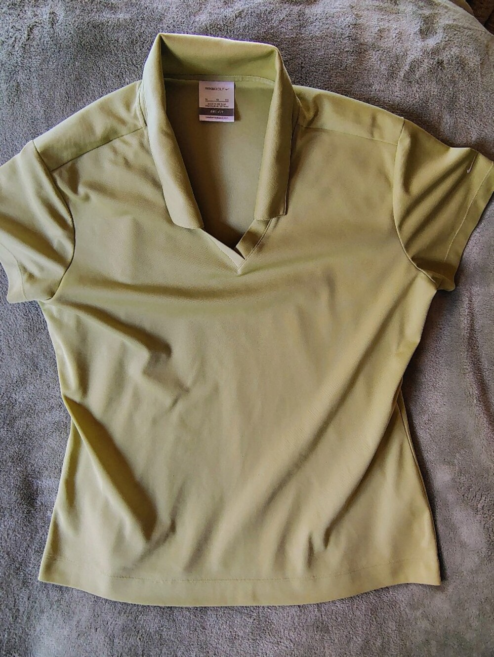 Nike Women's Light Yellow-Green Polo-Style Shirt